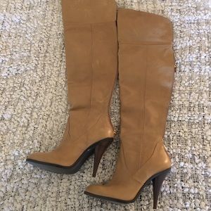 BCBG nude leather over the knee boots. NWOT.